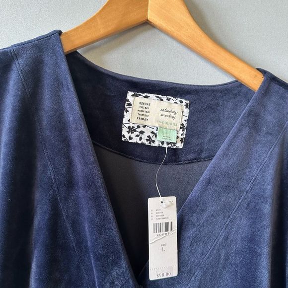 NWT Saturday Sunday Jumpsuit Romper Women Size L Navy Velvet - Picture 4 of 10